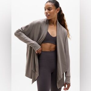 Athleta Pranayama Restore Wrap Cardigan in Mortar Mushroom Size 2X Plus Size